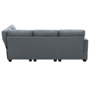 [VIDEO provided][New]89.8*60.2" Modern Sectional Sofa,5-Seat Modular Couch Set with Convertible Ottoman,L-Shape Linen Fabric Corner Couch Set with 2 Pillows for Living Room,Apartment,Office, 3 Colors