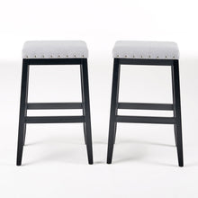 Load image into Gallery viewer, Greely Saddle Barstool Set With Fabric Upholstery - Light Gray
