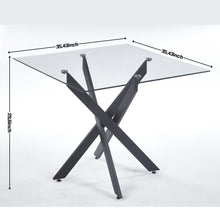 Load image into Gallery viewer, Dining Table With Cross Metal Leg And Tempered Glass, Modern Space Saving Kitchen Table For Living Room Legs, Square Table
