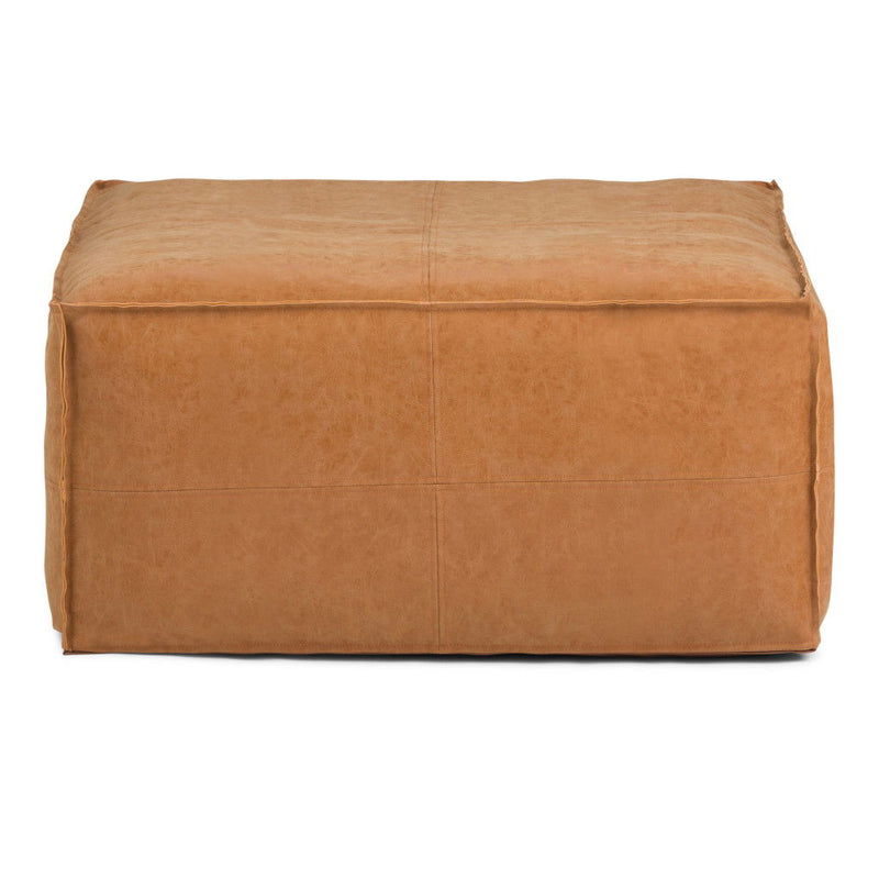 30" Faux Leather Pouf Ottoman - Brown