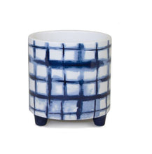 Load image into Gallery viewer, Round Footed Pot Planters (Set of 2) - Cobalt / White
