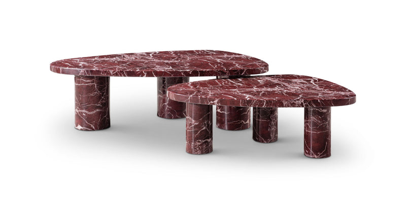 Genuine Marble Marble Free Form Coffee Table - Red