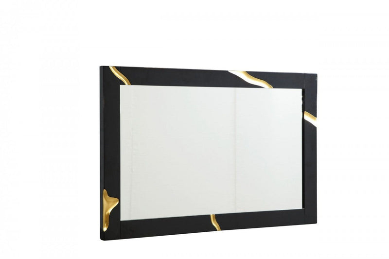 Wood Framed Dresser Mirror - Black And Gold