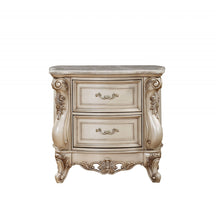 Load image into Gallery viewer, Two Drawers Mirrored Nightstand - Antiqued White
