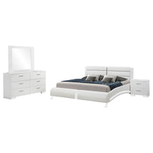 Load image into Gallery viewer, Escalon - 4 Piece Bedroom Set With Paneled Headboard Accents Upholstered - Glossy White

