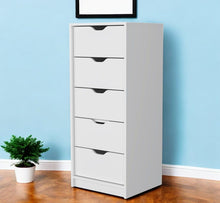 Load image into Gallery viewer, Manufactured Wood Five Drawer Narrow Dresser - White
