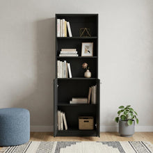 Load image into Gallery viewer, Five Tier Bookcase With Two Doors (737970) - Black
