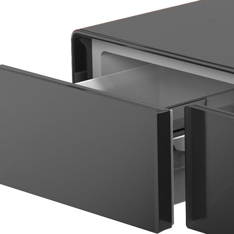 Synthetic Laminate Reclaimed Wood End Table With Two Drawers USB Port (604057) - Brown / Black