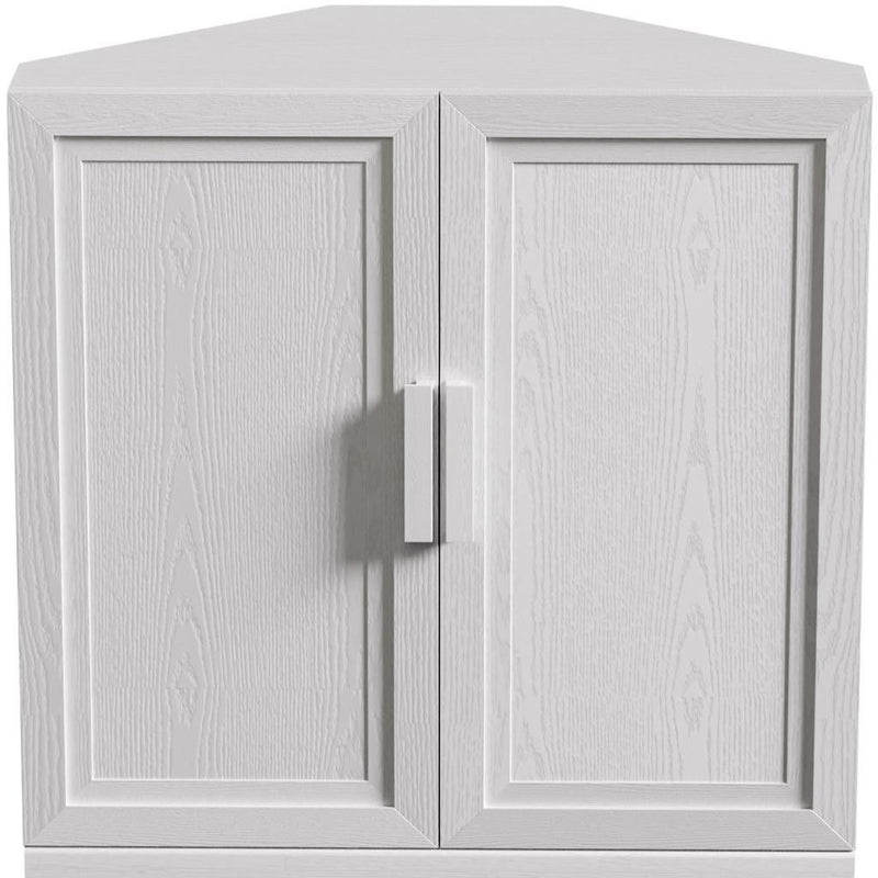 Wood Corner Accent Cabinet - White
