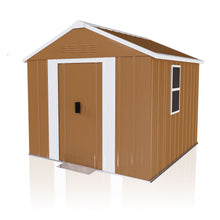 Load image into Gallery viewer, Heavy Duty Metal Storage Shed With Windows, Lockable Door &amp; Ventilation, Weatherproof Outdoor Garden Shed For Backyard, Brown Iron 6X4 Ft
