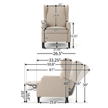 Load image into Gallery viewer, Westeros Wing Back Fabric Upholstered Recliner

