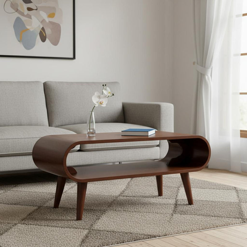 Solid Wood Coffee Table With Shelf - Natural