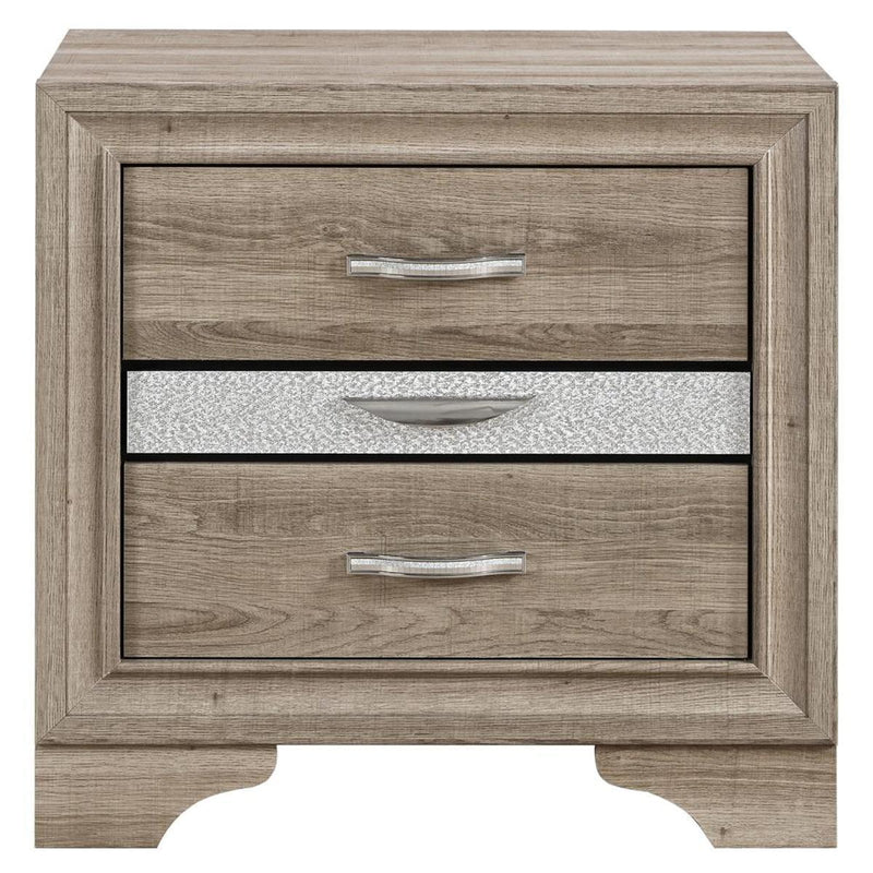 Wood Two Drawer Nightstand - Natural