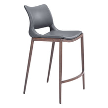 Load image into Gallery viewer, 25" Faux Leather And Steel Low Back Counter Height Bar Chairs (Set of 2) - Dark Gray / Brown
