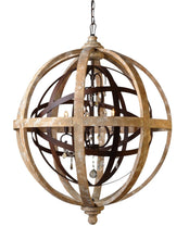 Load image into Gallery viewer, Unique Statement Five Light Wood Chandelier With Shades - Brown
