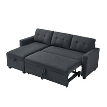 Load image into Gallery viewer, Upholstered Pull Out Sectional Sofa with Storage Chaise, Convertible Corner Couch, Dark Grey
