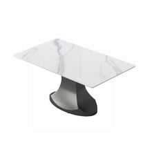 Load image into Gallery viewer, 63&quot; Modern Artificial Stone Panel Stainless Steel Curved Legs, Can Accommodate 6-8 People - White / Gray
