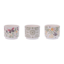 Load image into Gallery viewer, Leaf Round Pot Planters (Set of 3) - Green / Pink / White
