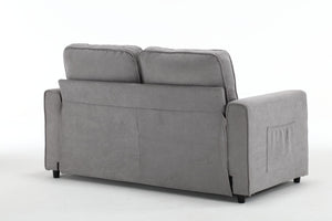 3 Fold Sofa,Convertible Futon Couch sleeper sofabed,Space saving loveseat,Pull Out Couch Bed for Living Room,Dark Gray & Light Gray & Beige,Velvet linen fabric