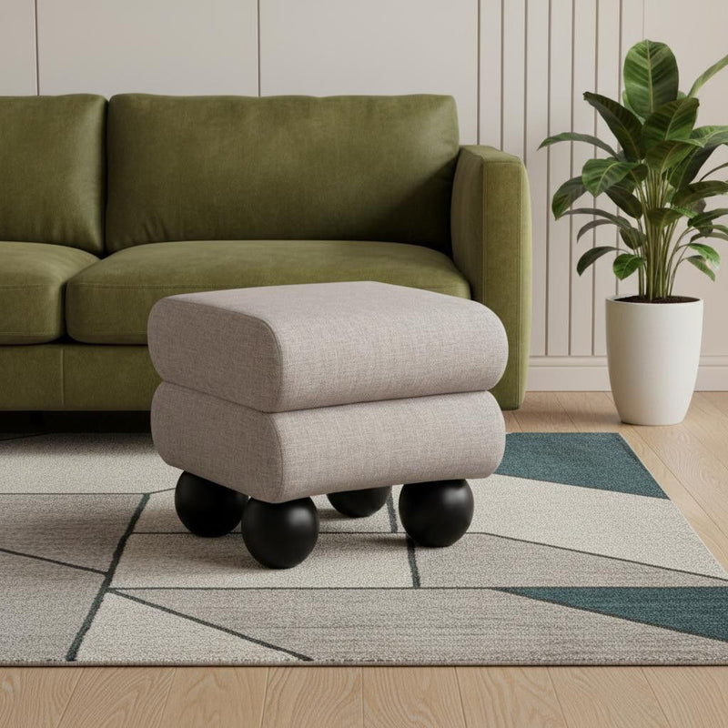 20" Fabric Ottoman - Gray / Black