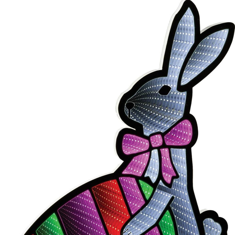 Plastic Rabbit Tabletop Sculpture With LED - White / Pink / Green
