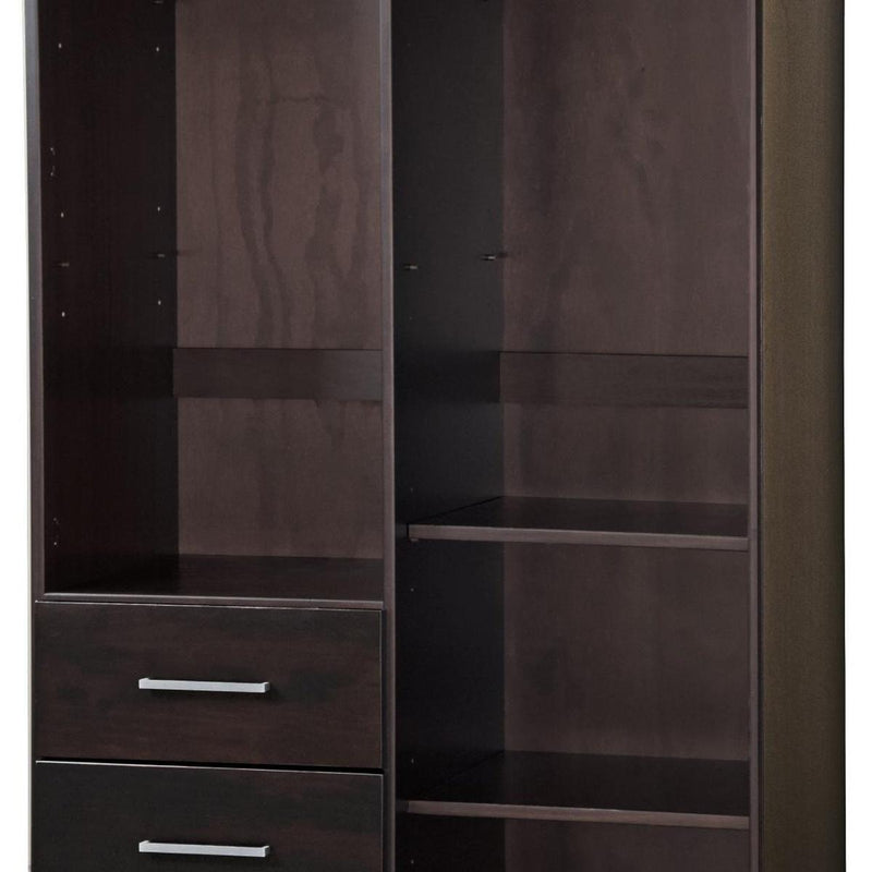 Solid Wood Mirrored Two Door Three Drawer Combo Dresser - Dark Brown