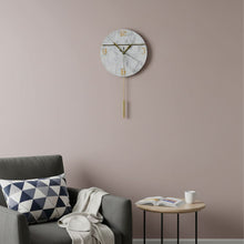 Load image into Gallery viewer, Marble Silent Pendulum Marble Round Wall Clock - White / Gold
