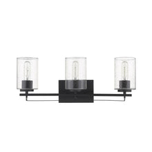 Load image into Gallery viewer, Metal And Textured Glass Three Light Wall Sconce - Black
