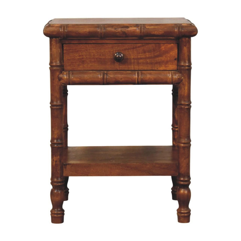 Solid Wood Spindle One Drawer Nightstand - Chestnut