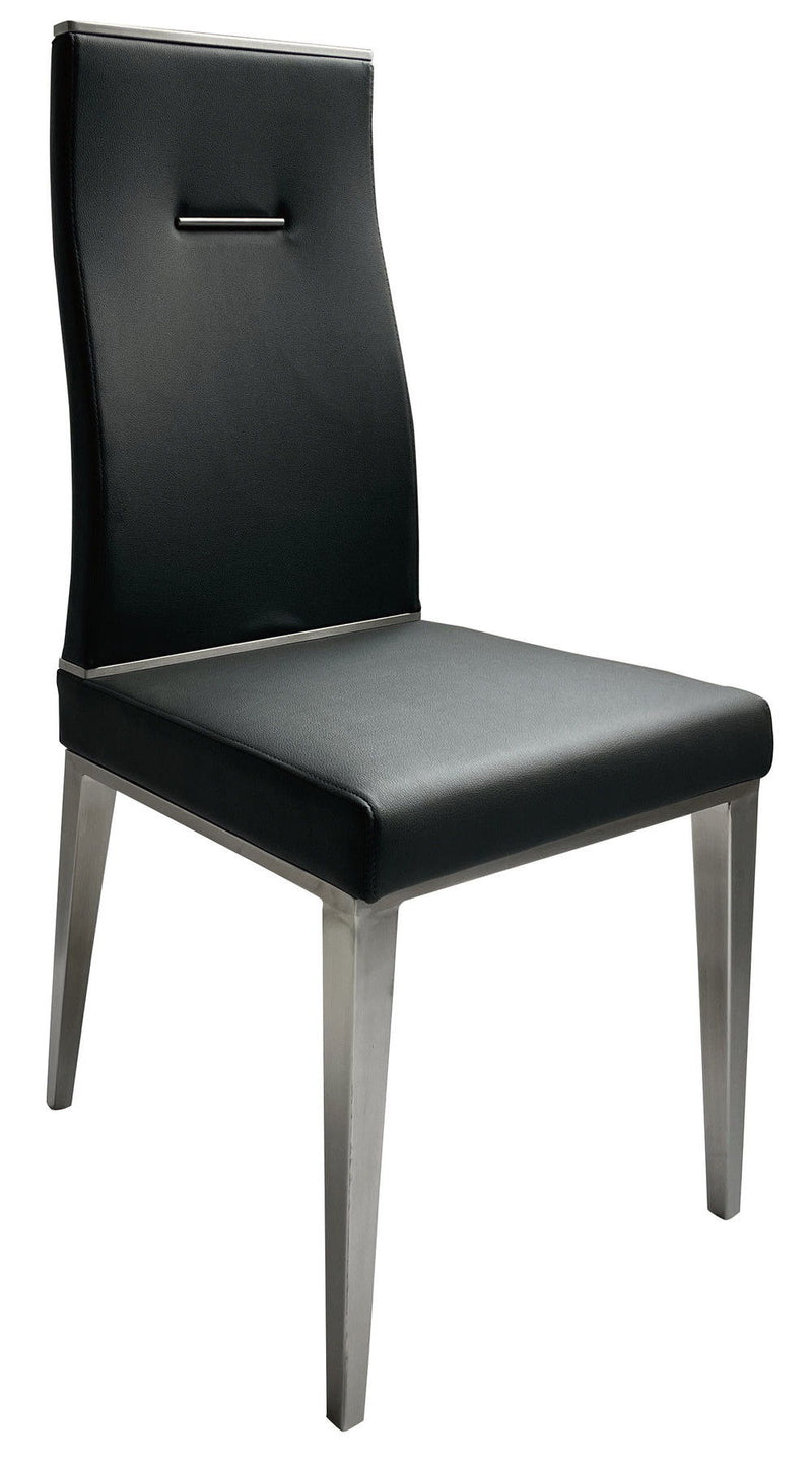 Upholstered Faux Leather Dining Side Chairs (Set of 4) - Black / Silver