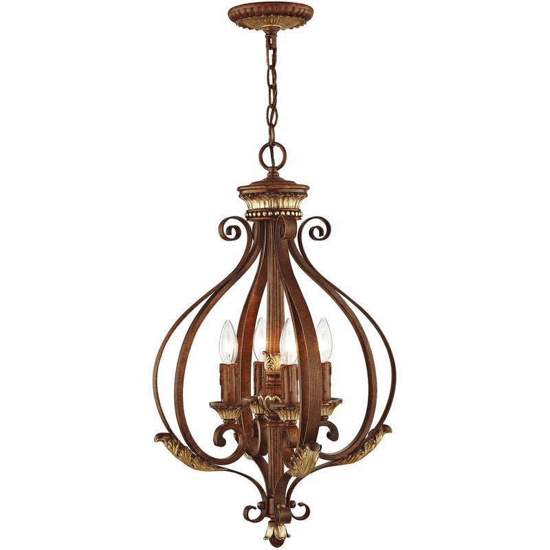 27" Four Light Dimmable Chandelier With Shades - Bronze
