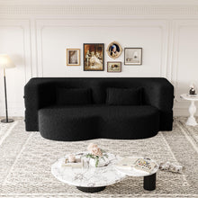 Load image into Gallery viewer, Modern Floor Sofa, With 2 Pillows, Convertible Teddy Fabric Foam Filled Bed
