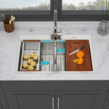 Load image into Gallery viewer, Topmount Drop In Kitchen Sink, Double Bowl Stainless Steel - Brushed Nickel
