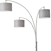 Load image into Gallery viewer, Three Light Adjustable LED Tree Floor Lamp With Gray Drum Shade - White
