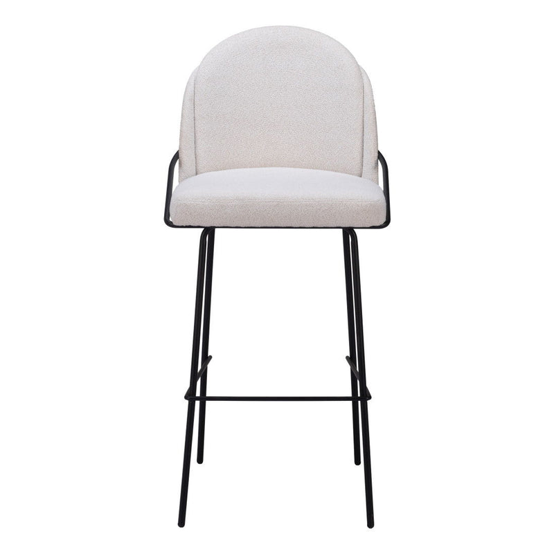30" Shearling And Steel Bar Height Bar Chairs (Set of 2) - Ivory / Black