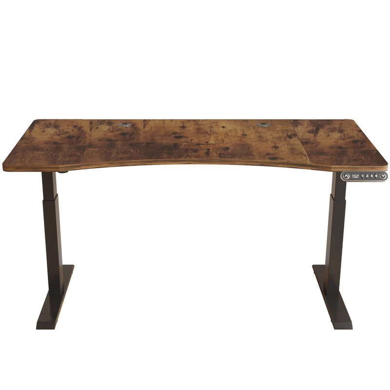 Adjustable Wood And Stainless Steel Rolling Standing Desk - Brown And Black