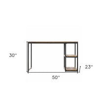 Load image into Gallery viewer, 50" Brown and Black Solid Wood Writing Desk
