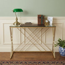 Load image into Gallery viewer, 40" Clear and Gold Glass and Iron Sled
