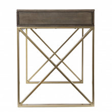 Load image into Gallery viewer, 45" Gray and Gold Wood Sled With Two Drawers
