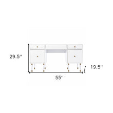 Load image into Gallery viewer, 55" White Writing Desk With Four Drawers
