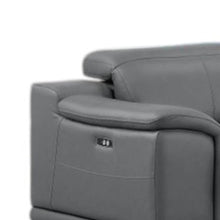 Load image into Gallery viewer, Leather Modular L-Shaped Seven Piece Corner Sectional With Console - Battleship Gray
