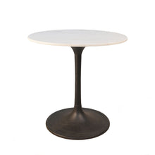 Load image into Gallery viewer, 30" Rounded Marble And Iron Pedestal Base Dining Room Table - White

