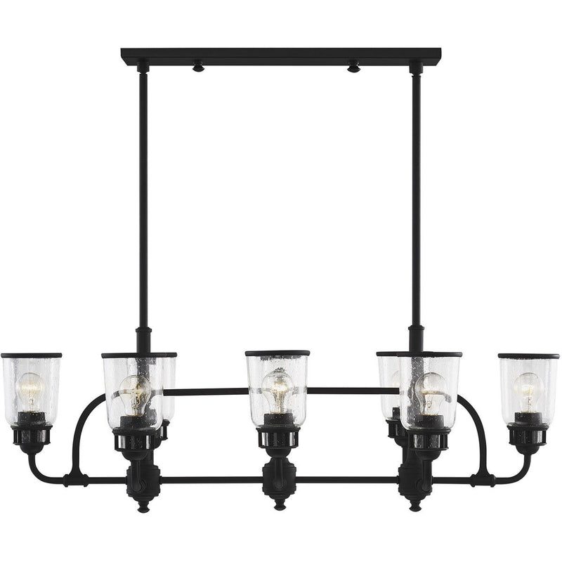 21" Eight Light Dimmable Chandelier With Shades - Black