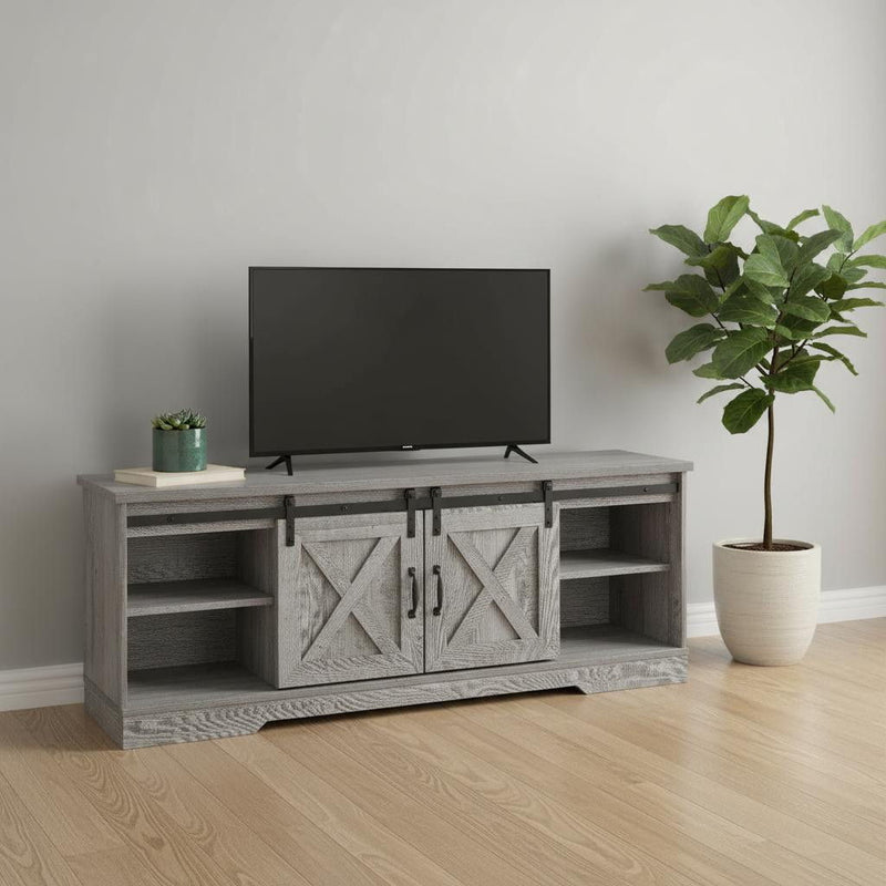 59" Cabinet Enclosed Storage TV Stand - Gray