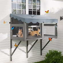Load image into Gallery viewer, Window Perch Catio For Indoor Cats, Expandable Enclosure With Secure Frame And Waterproof Roof, Suitable For Multiple Kittens - Gray
