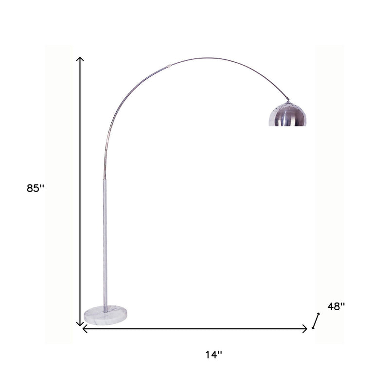 Metal Arched Floor Lamp - Silver White