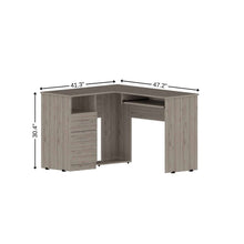 Load image into Gallery viewer, 47" Light Gray L Shape Computer Desk With Two Drawers
