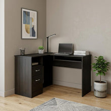 Load image into Gallery viewer, 47" Black L Shape Computer Desk With Two Drawers
