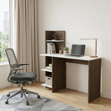 Load image into Gallery viewer, 47" White and Brown Computer Desk

