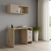 Load image into Gallery viewer, 39" Taupe Computer Desk With Two Cabinets Two Drawers
